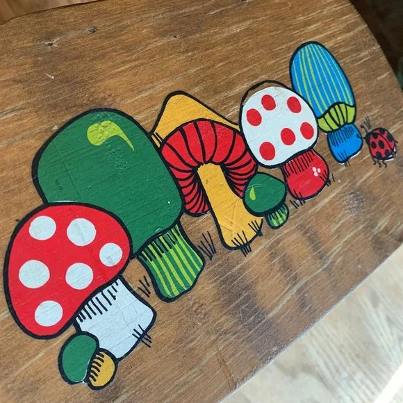 Vintage - Caro Nan - Basket Purse Painted Mushrooms Ladybug - Picture 12 of 15